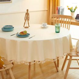 Table Cloth Household Round Tablecloth Cotton Linen Plain Cover For Home Dining