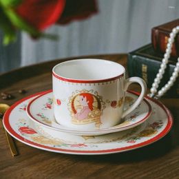 Mugs European Style Retro Hand-painted Ceramic Coffee Cup And Plate Set Afternoon Tea Dessert