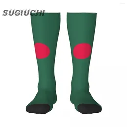Men's Socks Bangladesh Flag Polyester 3D Printed For Men Women Casual High Quality Kawaii Street Skateboard