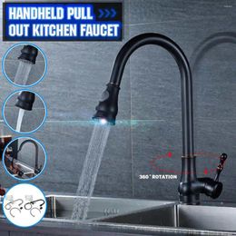 Kitchen Faucets JETEVEVEN Faucet Bathroom Sink Pull Out Sprayer Nozzle 360° Rotate Single Handle Mixer Copper Cleaning