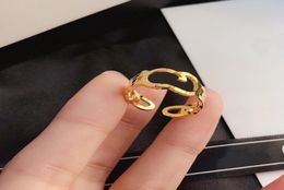 Gold Plated simple Letter Ring designer Fashion Charms Opening adjustment Rings for Wedding Party Vintage Finger Ring Costume Jewe7707287