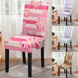 Chair Covers Elastic Flower Print Dining Cover Striped Floal Slipcover Seat For Kitchen Stool Home El Party Decoration