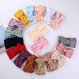 Hair Accessories Solid Elastic Bow Baby Headband Newborn Boy Girl Wide Turban Headwraps Fashion Topknot Hair Bands Kids Hair Accessories