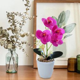 Decorative Flowers Artificial Flower Phalaenopsis Faux Orchid Decor Simulated Adornment Vase Potted Decorate Fake Bonsai U6B7