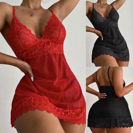Bras Sets Sexy Pajamas Dress Woman Underwear Lace Suspenders Lingerie Open Bra Bodysuit Lenceria Erotic Costumes Sleepwear Home Clothing