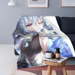 Blankets Childe Genshin Impact Plaid Fleece Winter Ganyu Multi-function Soft Throw Blanket For Sofa Office Plush Thin Quilt