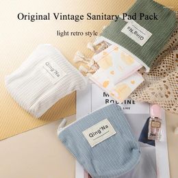 Storage Bags Sanitary Napkin Bag Canva Material Capacity Menstrual Cotton Portable Coin Purse Data Line Finishing