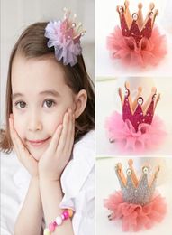 Ship 30pcs Lovely Cute Girls Crown Princess Hair Clip Lace Pearl Shiny Star Headband Hairpins Hair Band Accessories7635144