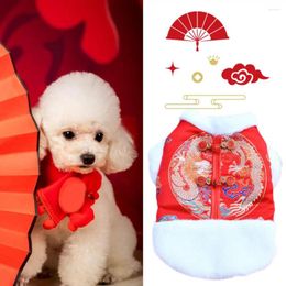Dog Apparel Clothes Festive Fashion Print Buckle Soft Comfortable Dress Up Cloth Chinese Style Tang Suit For Year