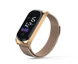 Relógios de pulseira Touch sn led mulheres homens relógios moda esporte impermeável relógio casual cinturão de malha magnética Electronic Digital Outdoor Clock5727719