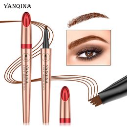 Yanqina Liquid Eyebrow Bleistift vier gabelte Augenbrauenbleistift -Make -up