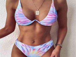 bikini 2021 ladys tie dye bikinis underwired push up swimsuit brazilian swimwear women beachwear biquini by air325J9337482