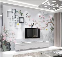 WDBH 3d po wallpaper custom mural Chinese style handpainted flowers and birds decor living Room 3d wall murals wallpaper for w9734592