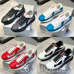 Americas Cup Mens Designer Casual Shoes Low Top OSoft Rubber Patent Leather Pink Black White Red Green America Sneakers Athletic Sports Trainers