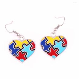 Dangle & Chandelier Earrings Autism Awareness Hope Heart Charm With Holes Jigsaw Puzzle Piece Hearts Drop Delivery Jewellery Dhxge