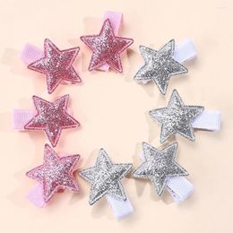 Hair Accessories 8pc Star Clips For Girls Shining Glitter With Full Lined Kids Cute Sparkling Hairpins Baby