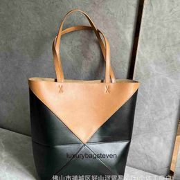 Loeiwe High end Designer Puzle bags for womens New Fold Foldable Tote Bag Spliced Geometry Bag Tote Underarm Mommy Bag Original 1:1 with real logo and box