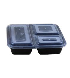 US AU Microwave ECOfriendly Food Containers 3 Compartment Disposable lunch bento box black Meal Prep 1000ml4301855
