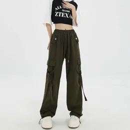 Women's Pants Hippie Black Cargo Women Y2K Kpop Gothic Oversize Baggy Straight Wide Leg Trousers Female Harajuku Skinny Korean Style