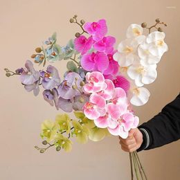 Decorative Flowers 70cm Phalaenopsis Simulation Flower Artificial 8head Orchid Garden Decor Wedding Party Home DIY