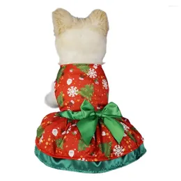 Dog Apparel Holiday Pet Outfit Adorable Christmas Dresses Easy-to-wear Bowknot Decorated Clothes For Dogs Charming Xmas