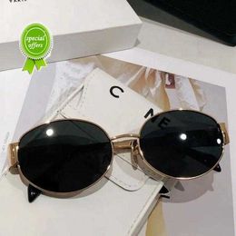 Sunglasses for Women Oval Frame Designer 943 40235 3655 Metal Mirror Legs Green Lens Retro Small Round Sexy Little Glasses FNYI