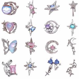 10PCS Luxury Alloy Moon Star Asterism Nail Art Charms Starlight Jewellery Parts Accessories For Manicure Nails Decoration Supplies 240514