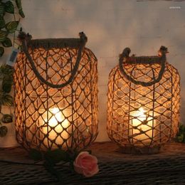 Candle Holders Vintage Stand Lantern Rustic Outdoor Table Retro Hanging Porta Velas Home Decoration Garden