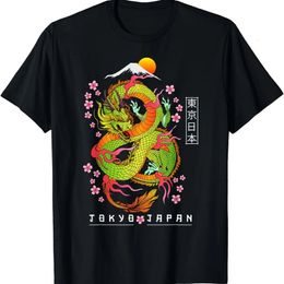 Japanese Aesthetic Dragon Tokyo Japan Asian 80's Manga Anime T-Shirt Women Clothing Y2k Top Ropa De Mujer 240514