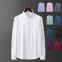 Men's Dress Shirts New Fashion Business Casual Shirt Korean Fit Professional Fashion Handsome Elastic Breathable Long Slved Shirt for Men Shirt Y240514