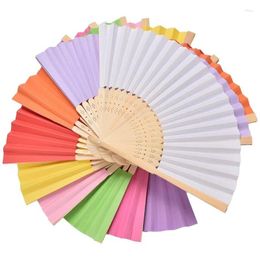 Party Favor 50PCS Folding Paper Hand Fan Ladies Baby Gift Wedding Return Birthday Decoration