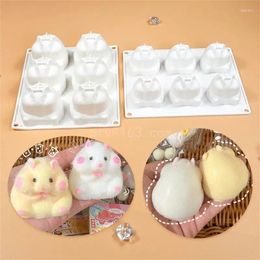 Baking Tools 6Cavity Little Hamster Silicone Molds Fondants Mousse Cake DIY Pastries Chocolate Bakings Decorating Tool Nonstick