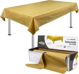 Table Cloth Roll Gold Plastic Heavy Duty Premium Thicker Disposable | 54inch X 108ft For Up To 12 6ft Rectangular Tables