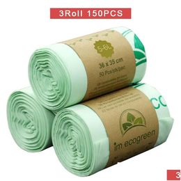 Trash Bags 150 Pieces Compostable Biodegradable Kitchen Food Waste Bag Corn Starch Garbage Scraps 230824 Drop Delivery Home Garden H Dhou3