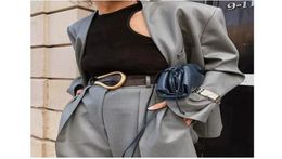 New Fashion Soft Faux Leather Belts Women Big Alloy Buckle Thin Double Layer Waistbands Shirt Knotted Belt Long Waist Belts D070811883650