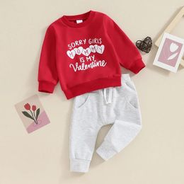 Clothing Sets Baby Boys Valentine's Day Tracksuit Outfits Letter Print Long Sleeve Sweatshirt Elastic Pants Toddler Spring Fall Clothes