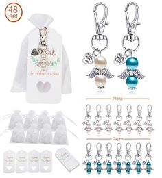 48pcsset Angel Favour Keychains Keyring Thank You Kraft Tags Candy Bags Wedding T5EF Party2077532