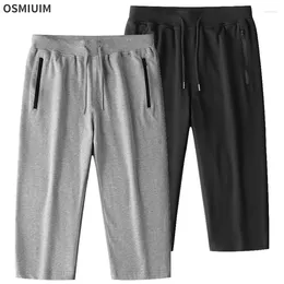 Men's Pants Summer Cropped Mens Loose Plus Size Sweatpants Men Knitted Cotton Grey Sport Thin Casual Trousers Boys 4xl 5xl 6xl