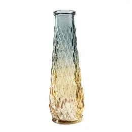 Vases Embossed 8.6inch Glass Hydroponic Bud Vase Flower Bottle Decorative Centrepiece