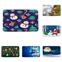 Bath Mats Merry Christmas Mat Xmas Tree Ornament Ball Snowman Santa Claus Snowflake Reindeer Memory Foam Bathroom Rug Kitchen Doormat