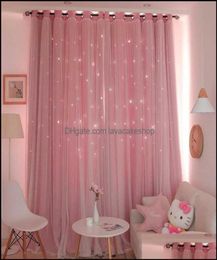 Curtain Window Treatments Home Textiles Garden Hollow Star Thermal Insated Blackout Curtains For Living Room Bedroom Blinds Stitch9907976