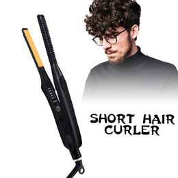 2 i 1 hårrätare curler professionell keramisk platt järn för korta kvinnor och män skägg y240423
