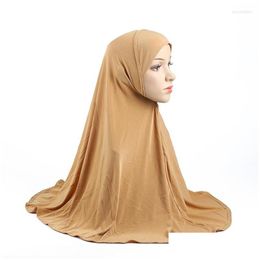 Ethnic Clothing H1092 Latest Medium Size Plain Muslim Hijab Pray Scarf Hats Head Er Turban Caps Bonnet Shawl Wrap Drop Delivery Appar Dhygj