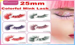 5D Mink Eyelashes Colorful 25mm Lashes Dramatic 3D Mink Eyelashes False Eyelashes Stage Show Makeup Full Thick Soft Eyelash Fake E8399514