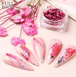 1pack Dried Flowers Nails Glitter Dust Set Natural Floral 3D Decoration Design Red Blue Charms Art Nail Accessories CHFDZ01127494195