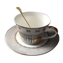 Cups Saucers Classic Coffee Mug With Saucer Elegant Tea Cup Nordic Bone China Gold Retro Castle Water (Does Not Contain A Spoon)