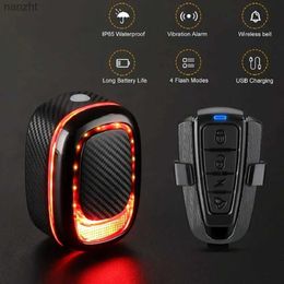 Alarm systems Bicycle tail light IPX5 waterproof bicycle alarm remote control USB charging bicycle vibration alarm brake sensor anti-theft bicycle lights WX