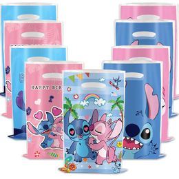 Gift Wrap Stitch Cartoon Angel Theme 10pcs/lot Happy Birthday Party Girls Kids Boys Favors Gifts Surprise Candy Bags Decorations Loot