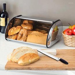 Storage Bottles Metal Bread Bin Tabletop Pastry Box Steel Container With Hinged Sliding Lid To Store Airtight Org