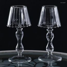 Candle Holders Glass Stand Desktop Decorative Candlestick Pillar Modeling Decor Wedding Dinning Party